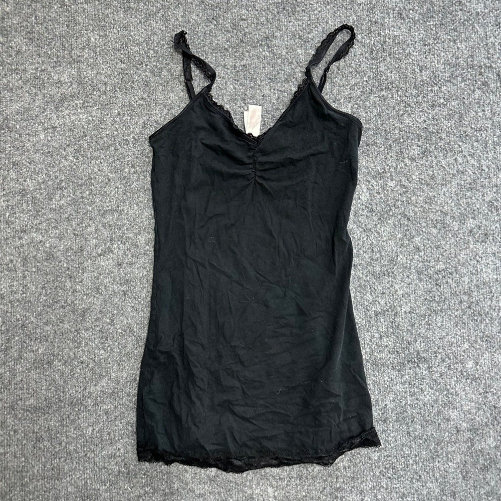No Boundaries Camisole Womens Size M Black Lace Trim Cotton Blend Cami Tank Top